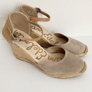 Sam Edelman Harmony Gray Suede Espadrille Wedge Sandals Size 8M